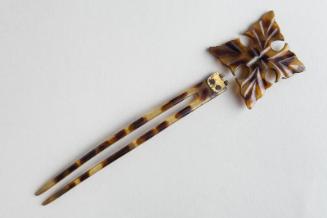 Faux Tortoiseshell Ornamental Hair Pin with Hinged Decoration