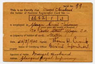 Matron Marget Husband National Registration Card Certificate