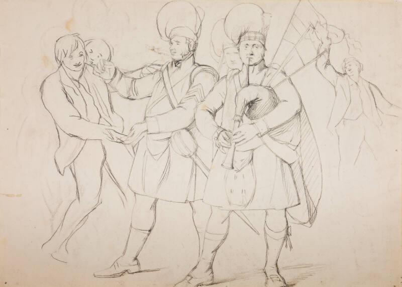 Study for a Group of Recruiting Soldiers in "A Scotch Fair" by John Phillip