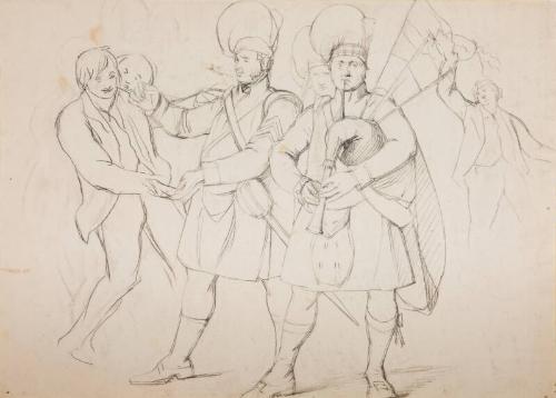 Study for a Group of Recruiting Soldiers in "A Scotch Fair" by John Phillip