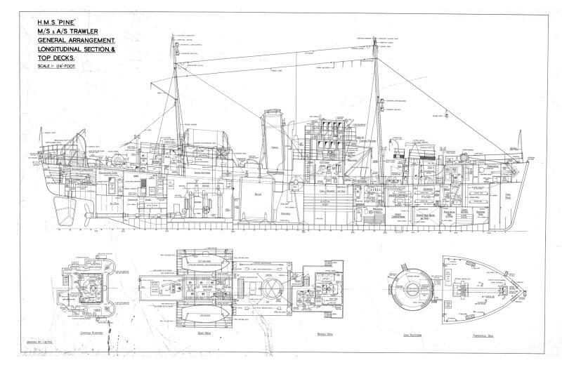 Olive (752),Pine ( 753) - General Arrangement, Longitudinal Section & Top Decks