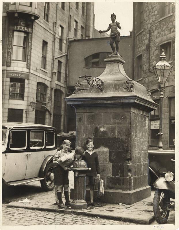Boys at Fountain at Mannie in Green