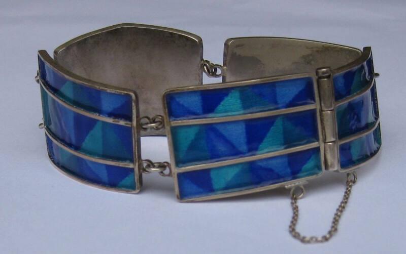 Silver and Enamel Bracelet (Mexican Blanket Series)