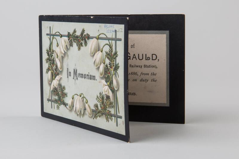 in memoriam card, alexander gauld, 23rd september 1886