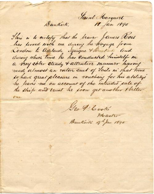 Letter of James Ross, Sailmaker