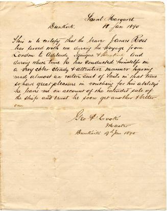 Letter of James Ross, Sailmaker