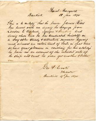 Letter of James Ross, Sailmaker