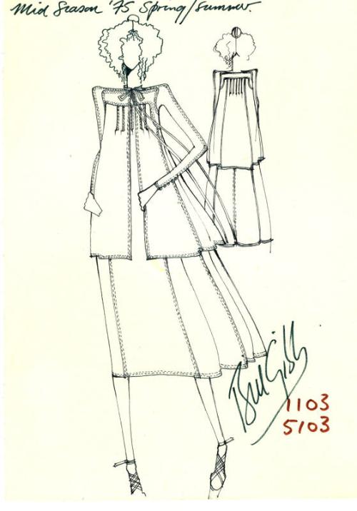 Drawing of Dress and Jacket for the Spring/Summer 1975 Collection