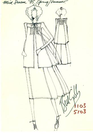 Drawing of Dress and Jacket for the Spring/Summer 1975 Collection