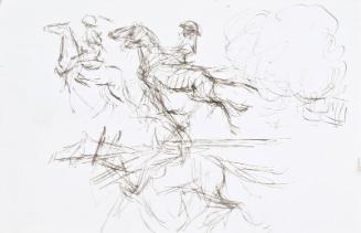 recto: Men on Horseback, verso: sketch, Soldiers and Cannon (Sketchbook - War)