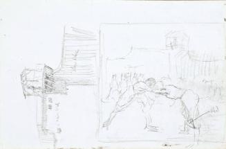Watch Tower and Two Figures Fighting (Sketchbook - War)
