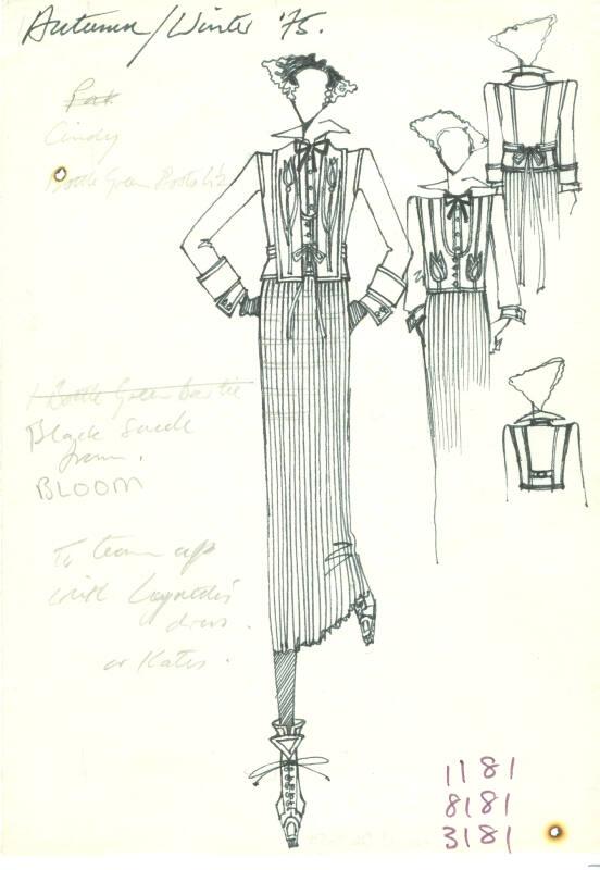 Drawing of Blouse, Jacket and Skirt for Autumn/Winter 1975 Collection