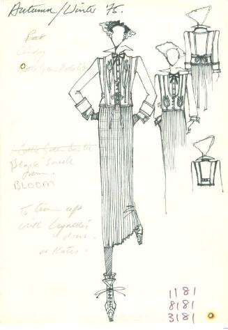 Drawing of Blouse, Jacket and Skirt for Autumn/Winter 1975 Collection