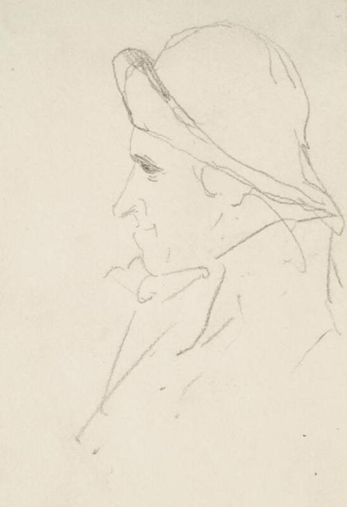 Profile Head of a Man Wearing a Hat