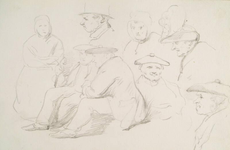 Two Seated Figures and Studies of Heads