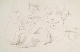 Two Seated Figures and Studies of Heads