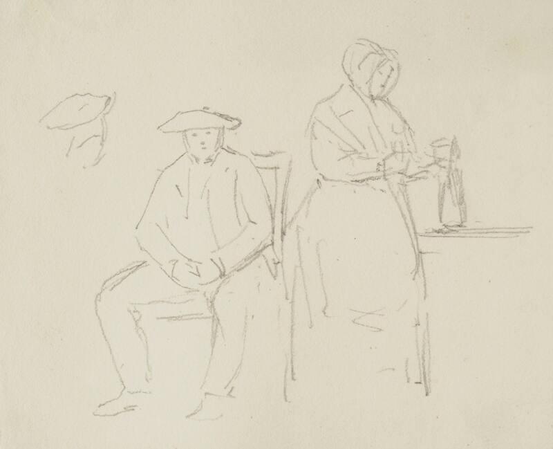 A Man Seated and a Woman Standing