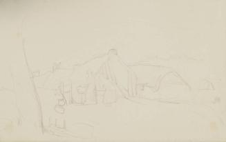 Women Washing Clothes Outside a Cottage