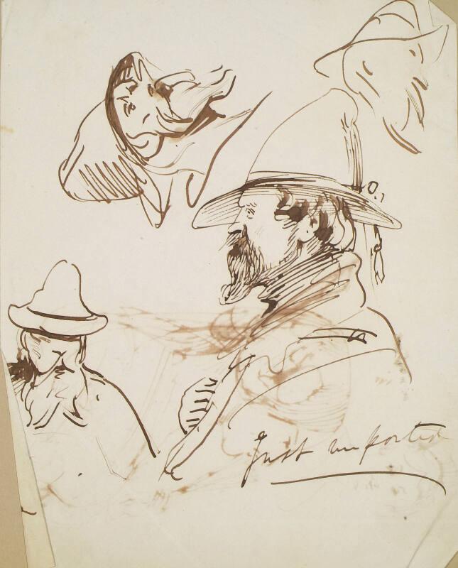 Studies of A Man Wearing a Hat and Cape