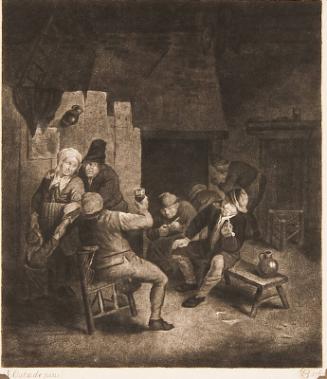 Interior of a Tavern with a Company of Six Men, a Woman and a Child