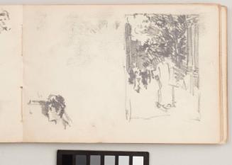 recto:  Street Scene and a Woman's Head in Profile , verso: Sketches of Women - Leaf from Artist's Sketchbook