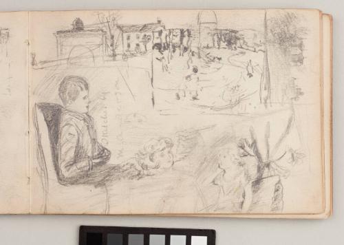 recto: Landscape and Three Children, one with Wings, verso: Children in a Wooded Lane - Leaf from Artist's Sketchbook