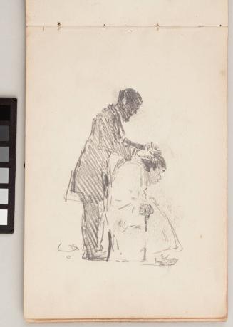 recto: Man Having His Hair Brushed, verso:  A Girl with Ruffled Collar - Leaf from Artist's Sketchbook