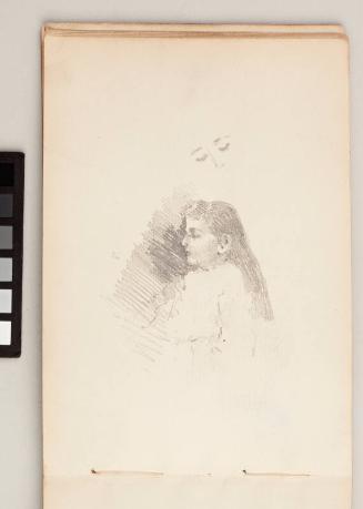 recto: Line drawing of a Man's Profile, verso:  Girl in Profile - Leaf from Artist's Sketchbook