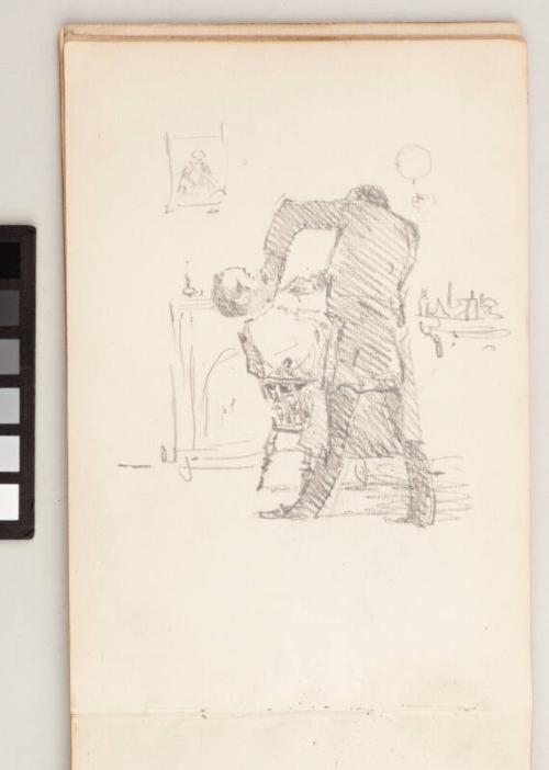 recto: Girl Reading, verso:  Man being Shaved - Leaf from Artist's Sketchbook