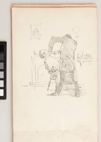 recto: Girl Reading, verso:  Man being Shaved - Leaf from Artist's Sketchbook