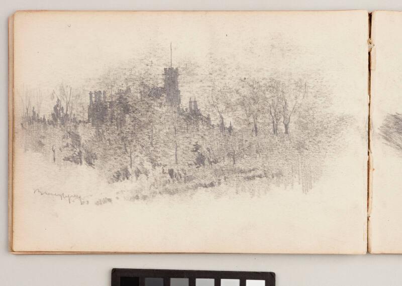 recto: Broughty Ferry, verso:  Castellated House and Tower - Leaf from Artist's Sketchbook