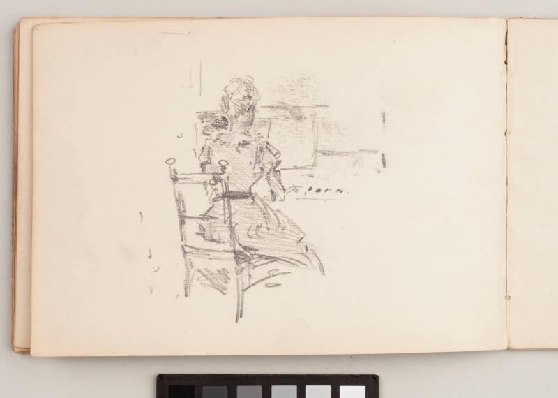 verso: Woman Playing a Piano - Leaf from Artist's Sketchbook