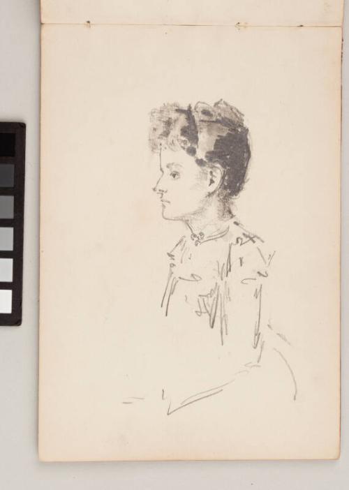 recto: Head of Woman Playing a Piano, verso:  Portrait Study - Leaf from Artist's Sketchbook