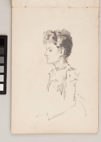 recto: Head of Woman Playing a Piano, verso:  Portrait Study - Leaf from Artist's Sketchbook
