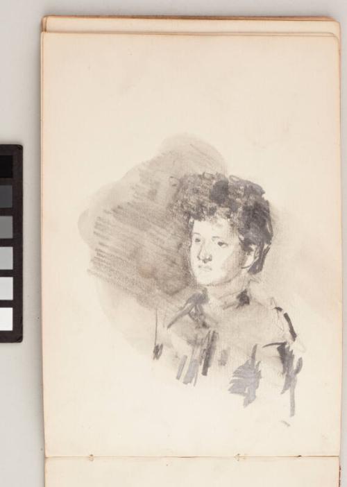 recto: Portrait Study in Profile - Leaf from Artist's Sketchbook