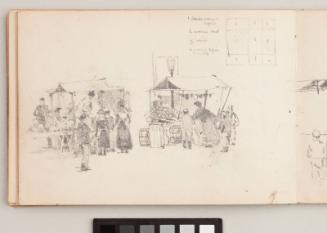 verso:  Market Stalls - Leaf from Artist's Sketchbook