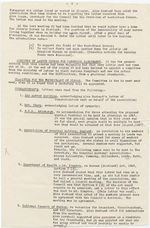 Scottish Matrons' Association Minutes