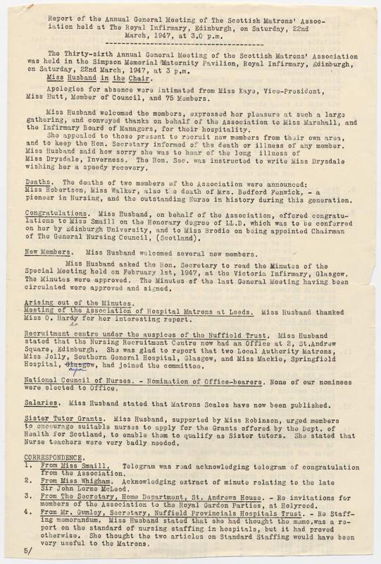 Scottish Matrons' Association AGM Minutes