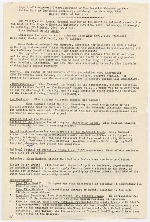 Scottish Matrons' Association AGM Minutes