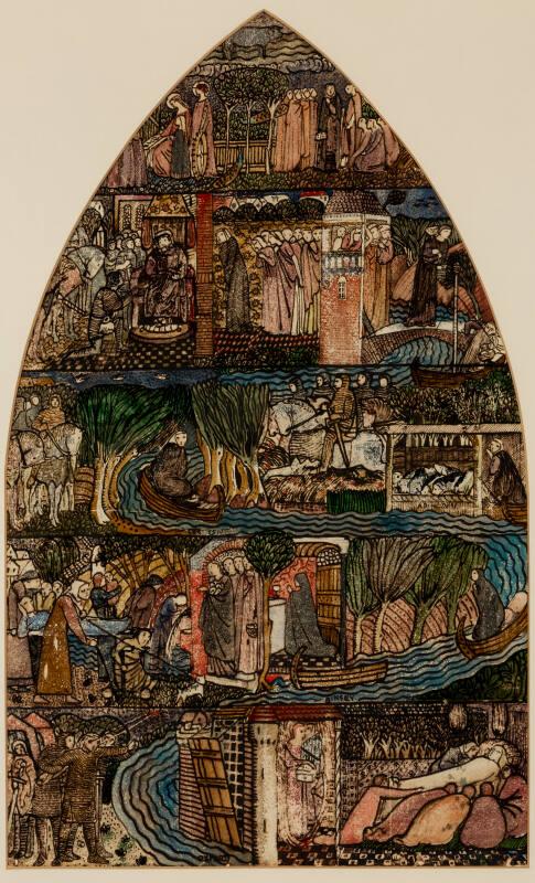 St Frideswide - Design for Stained Glass Window, Christchurch Oxford