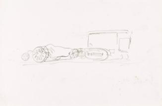 recto: Landscape, verso: Gun and Caterpillar Vehicle - leaf from Sketchbook - War