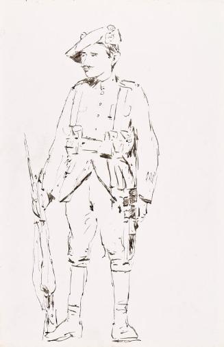 verso: sketch of a soldier with beret - leaf from Sketchbook - War
