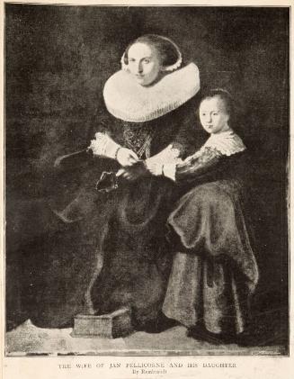 'The Wife of Jan Pellicorne and his Daughter', by Rembrandt, print (Scrapbook Belonging to James McBey)