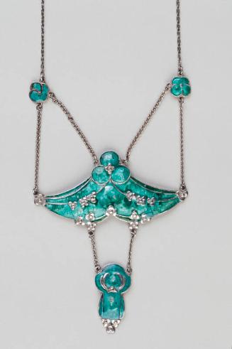 Silver and Turquoise Enamel Set Pendant Necklace