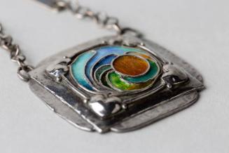 Beaten Silver and Enamelled Pendant Necklace