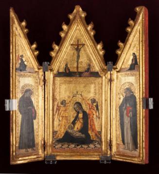 Madonna of Humility Crowned by Two Angels, Saints Francis and Dominic, Annunciation and Crucifixion