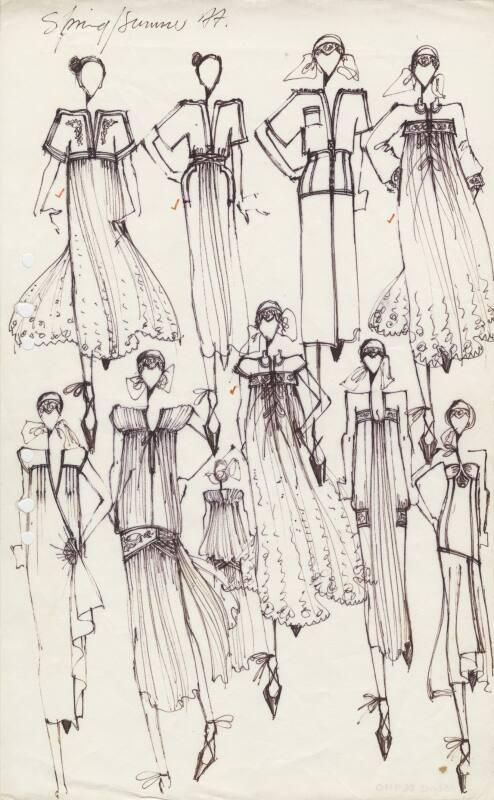 Multidrawing of Dresses and Kimonos for Spring/Summer 1976 Collection