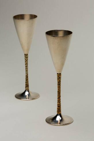 Pair of Champagne Flutes with Parcel Gilt