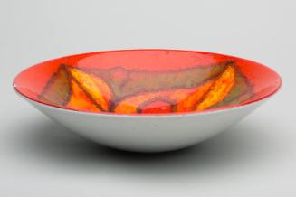 Flared Bowl with Orange Abstract Pattern