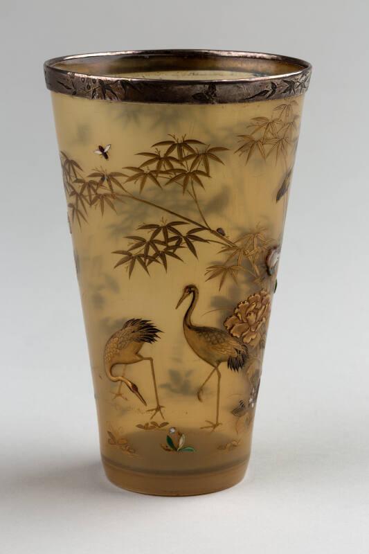 Two Silver Mounted Horn Beakers